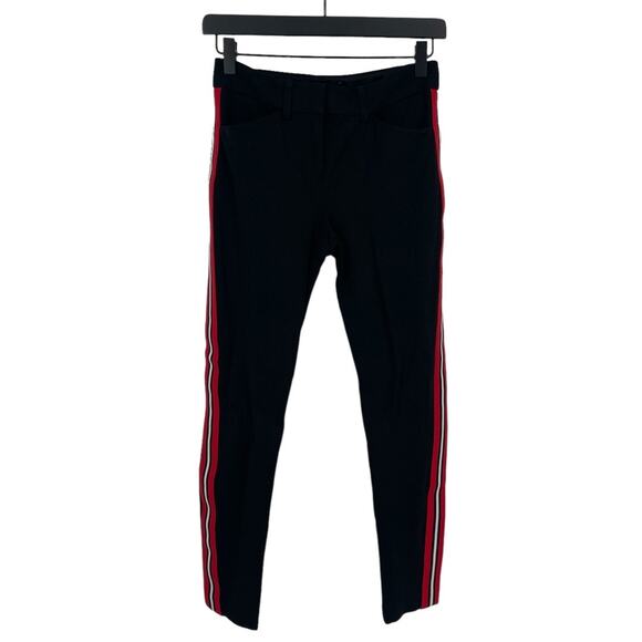 Express Women’s Black Red Racing Stripe Skinny Mid Rise Stretch Pants Size 2R - Picture 5 of 9